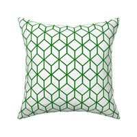 FS Abstract Geometric Box Forest Green on White