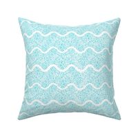 (LARGE) Turquoise Ocean Waves of Dots Pointillism Style on White Background