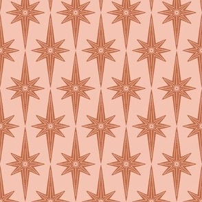Retro Rustic Hand-Drawn Stars - Rust Orange and Rose Pink - Small Scale - Vintage Geometric with Western Cowgirl Aesthetic