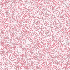 Chantilly Lace charcoal coral pink wallpaper scale