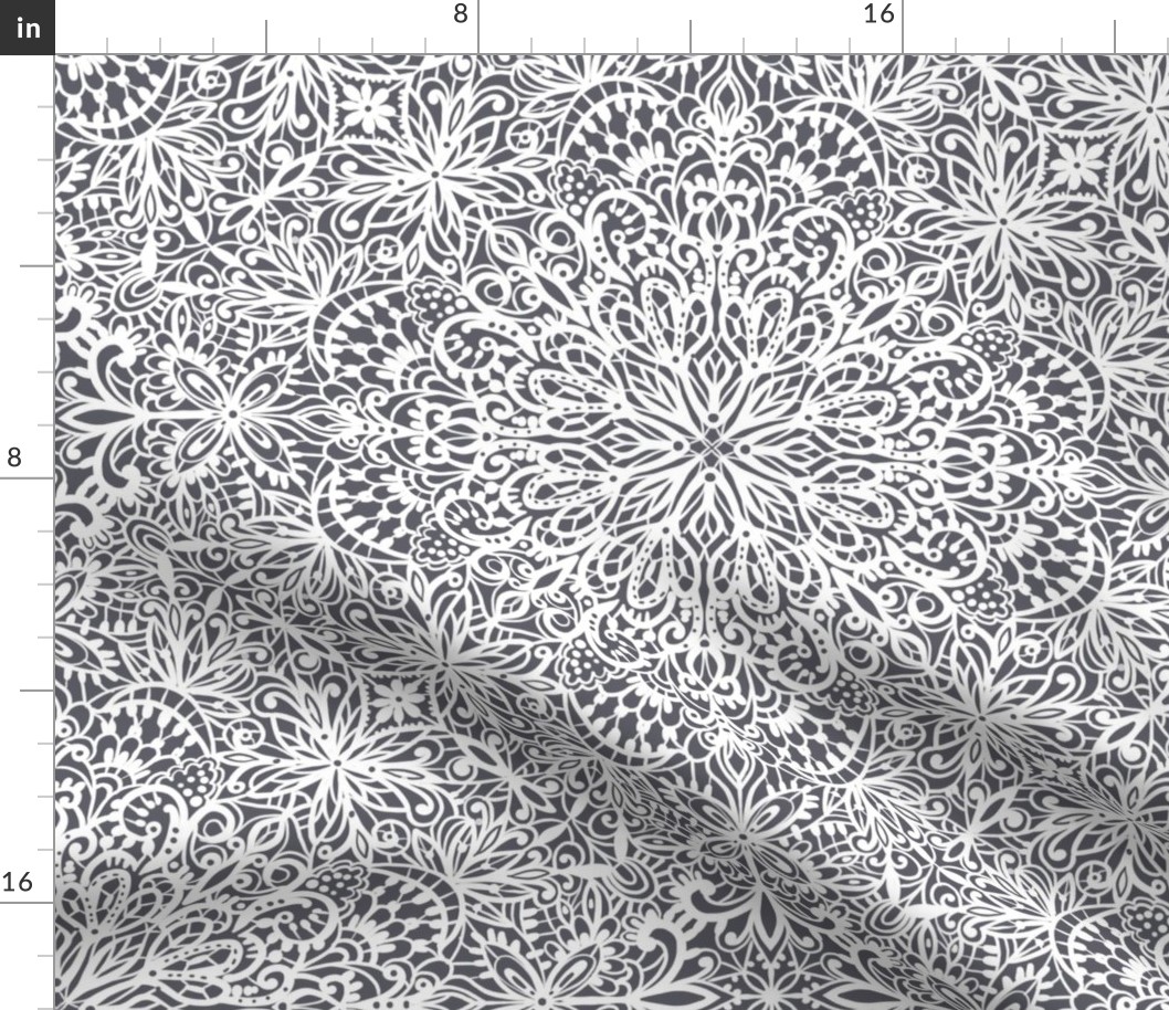 Chantilly Lace charcoal gray wallpaper scale