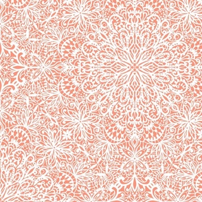 Chantilly Lace charcoal peach orange wallpaper scale