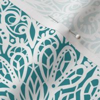 Chantilly Lace teal wallpaper scale