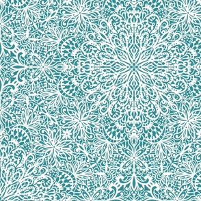 Chantilly Lace teal wallpaper scale