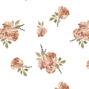 5 Inch -  Minimal Watercolor Rose Bouquets - Brown