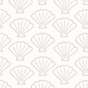 Sea Scallop Shell Line Art in Neutral Beige Gray on White (Small)