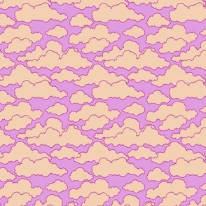 Clouds Light Purple and Cream- Small Scale