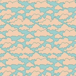 Clouds Light Blue and Cream- Small Scale
