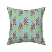 Fireweed Wildflower Floral Fuchsia Pink and Light Blue Small Scale