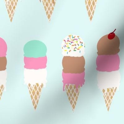 Mint Neapolitan Ice Cream Cones