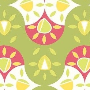 Spring Flowers - Ogee Fun - Pink, Yellow And Green.