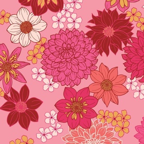 L Dahlia Heads Floral_Pink