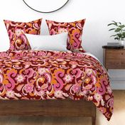 L Dahlia Floral Paisley_Dark Red, Pink