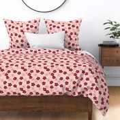 L Ditsy Blossoms Floral_Cream, Dark Red