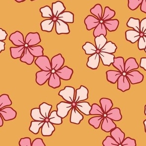L Ditsy Blossoms Floral_Mustard Yellow, Pink