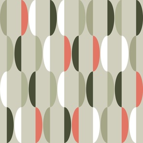 Pretty Geometric - Sage Green Red Coral Minimalist Abstract Wallpaper Shapes