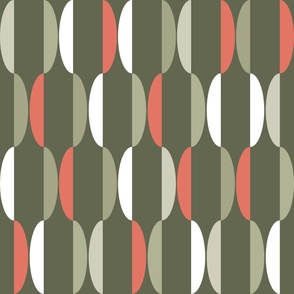 Pretty Geometric - Olive Green Sage Green Red Coral Minimalist Abstract Wallpaper Shapes