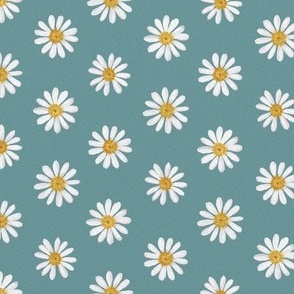 White daisy on teal 24in