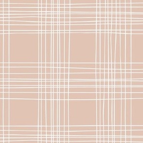 Simple hand drawn grid in white and muted pink | 2 inches