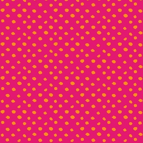 painterly  polka dots - deep pink and orange