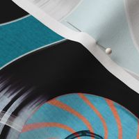 Spin the Records- Retro Style on Turquoise Dance Party-Medium Scale