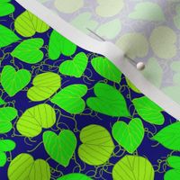 Heart Leaves Chartreuse on Cobalt