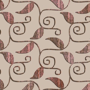Never Ending Vine Stripe in Beige and Pinkish Brown