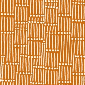 Little Monsters Chalk Lines And Dots On Orange - Medium 
