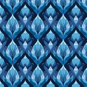 Sapphire Whispers Leaf Pattern
