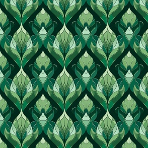 Verdant Art Nouveau Leaf Pattern