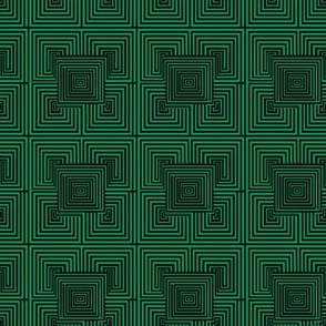 Emerald Labyrinth Geometric Fabric Design