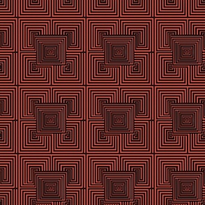 Crimson Maze Geometric Fabric Pattern