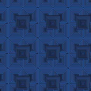 Azure Network Geometric Print Fabric