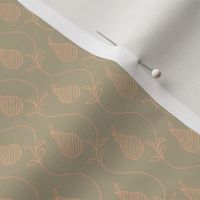 Pear and Leaf Hand-Drawn Design with Simple Lines in sage and peach - small