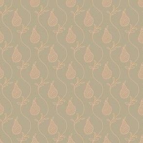 Pear and Leaf Hand-Drawn Design with Simple Lines in sage and peach - small