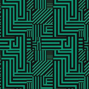 Green Intrigue Geometric Maze Pattern