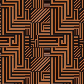Orange Intrigue Geometric Maze Pattern
