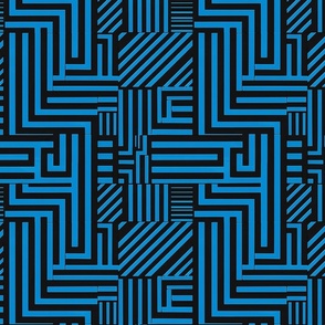 Blue Intrigue Geometric Maze Pattern