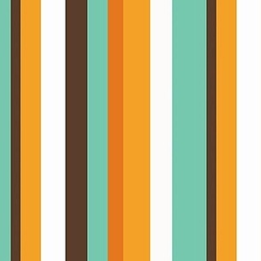 Retro Stripes Turquoise Brown Orange