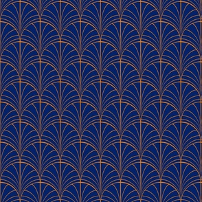 Dark Blue and Orange Fan Pattern