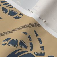 (M) Nautical Knots and Shellfish Trellis Pattern in Vintage Coastal Tones