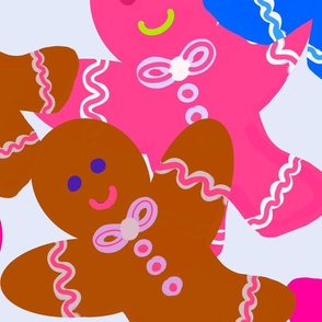 Gingerbread Men - Jumbo Scale / Colorful Gingerbread Men White Background