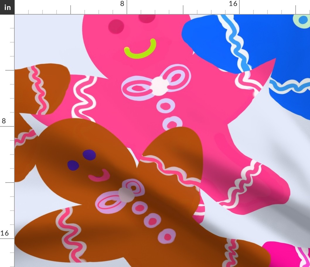 Gingerbread Men - Jumbo Scale / Colorful Gingerbread Men White Background