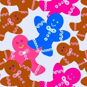 Gingerbread Men - Large Scale / Colorful Gingerbread Men White Background