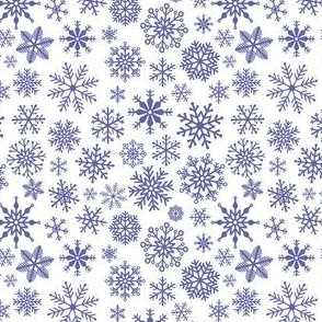 Small - Snowflakes blue on white