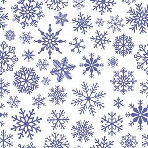 Medium - Snowflakes blue on white