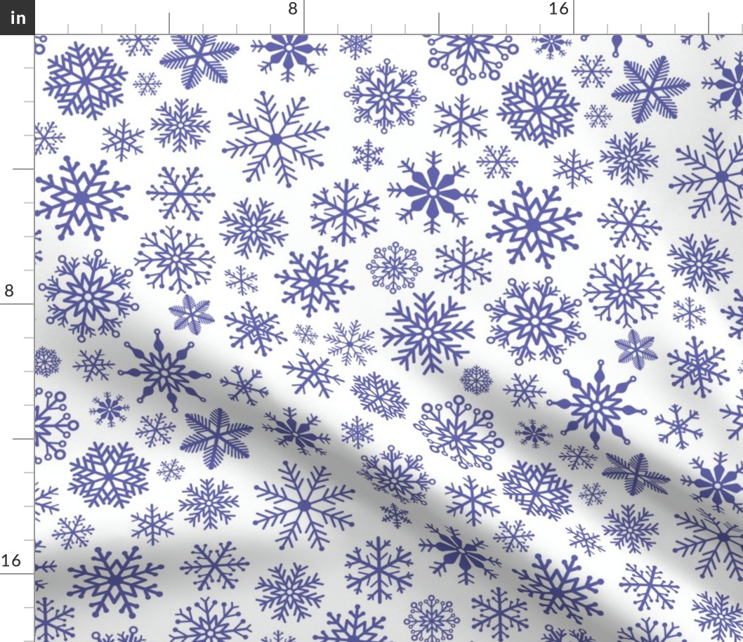Large - Snowflakes blue on white