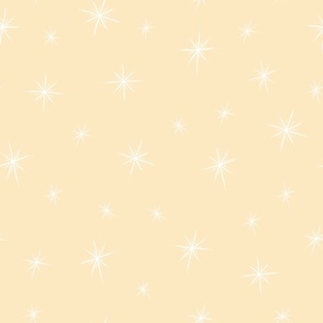 Large - Bright White Twinkling Star Bursts on Pastel Vanilla Cream