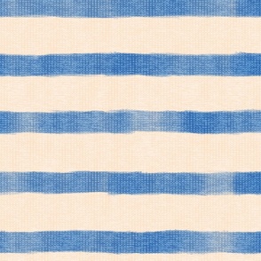 Nautical Costal Horizontal Stripe - Azure Blue, Linen Cream - (Boathouse)