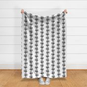 SMALL TRADITIONAL HAND DRAWN DESERT FLOWER BOTANICAL STRIPE TWO COLOUR-BLACK AND WHITE